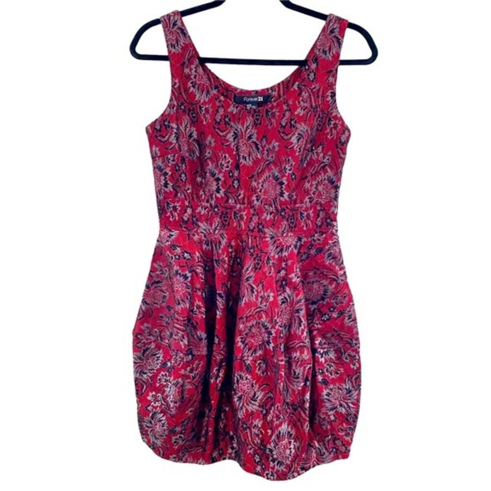 Forever 21 Red Black Grey‎ Chrome Bell Mini Dress Sz M